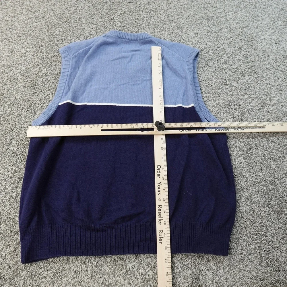 VTG Polo Ralph Lauren Sweater Vest Mens L Blue V Neck Knit Pullover Pony Grandpa